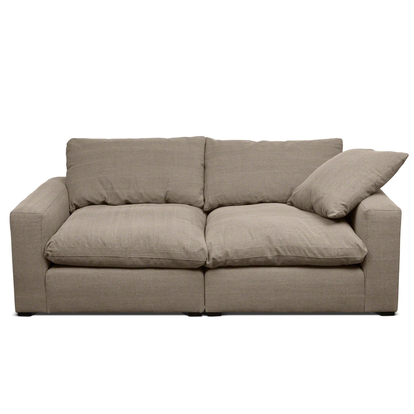 Superkomfortabel beige 3-sits modulsoffa med pösig, djup stil.