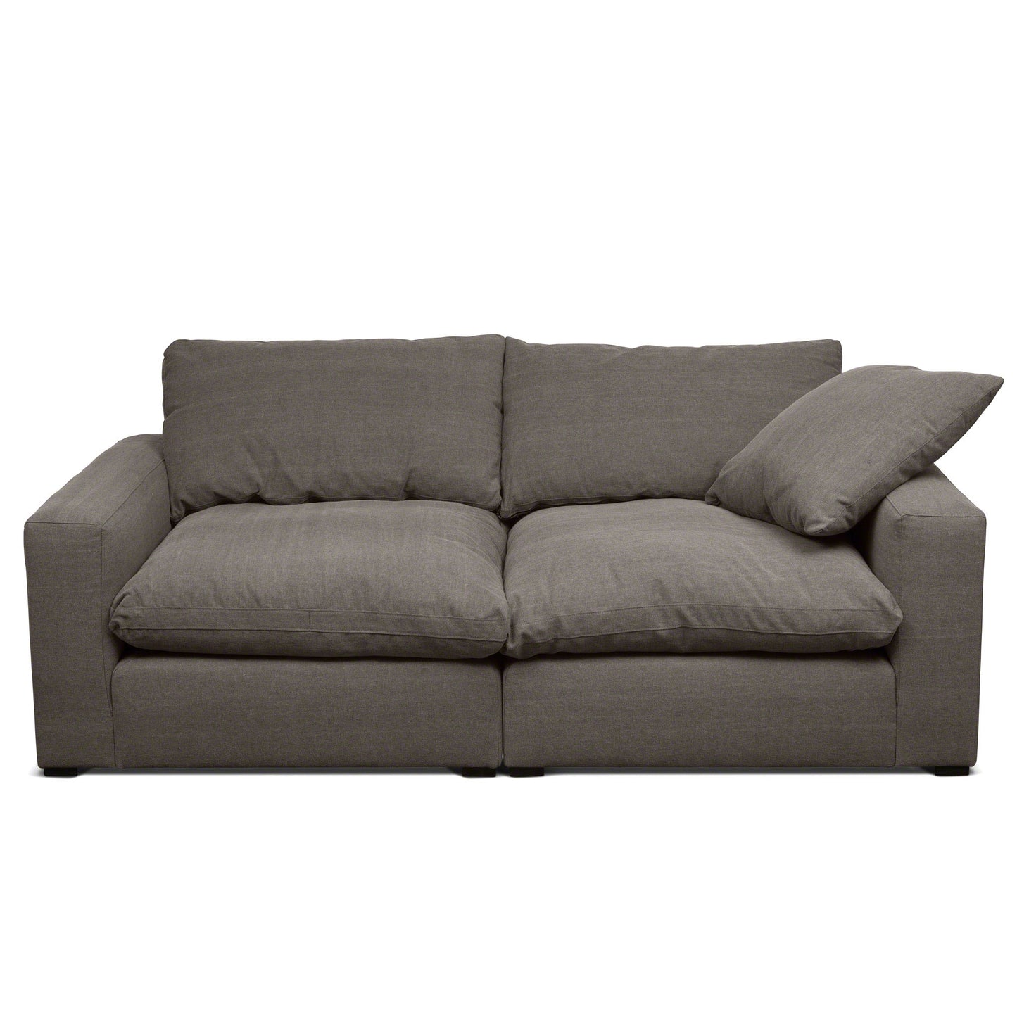Brun, extra djup 3-sits modulsoffa i pösig komfortstil.