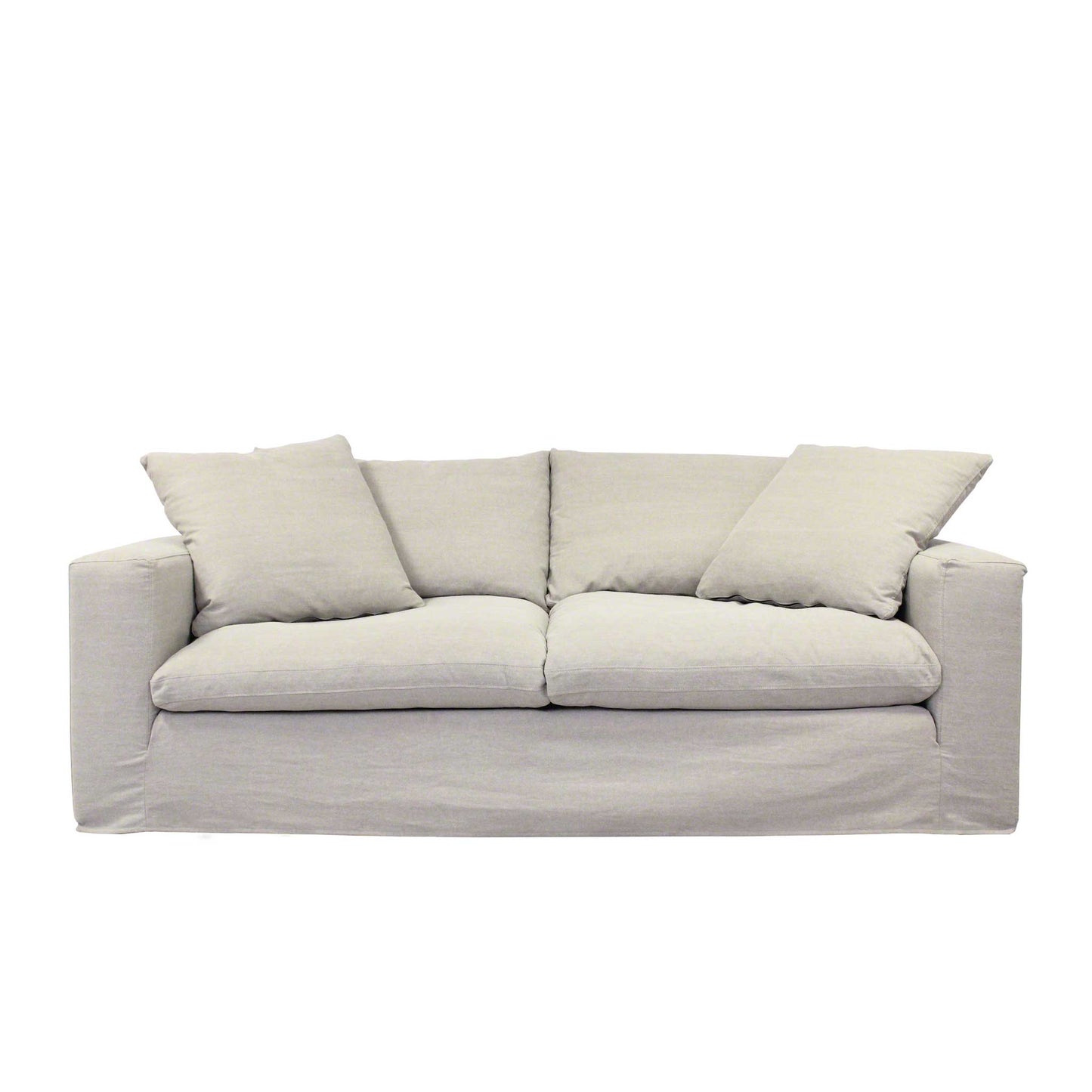 Djup stor tv soffa i beige bomullstyg