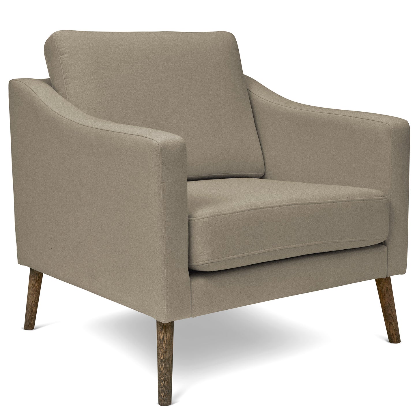 Beige nätt sittvänlig fåtölj 83 cm bred med höga ben