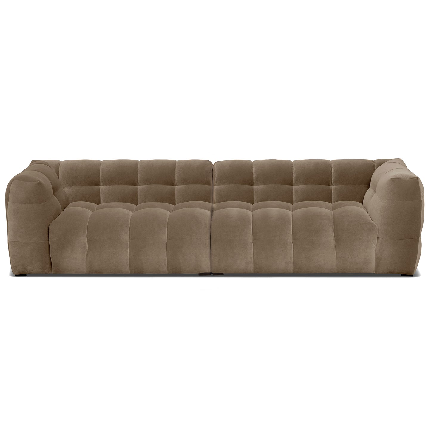 Caesar stor djup bubblig 4 sits soffa beige sammet