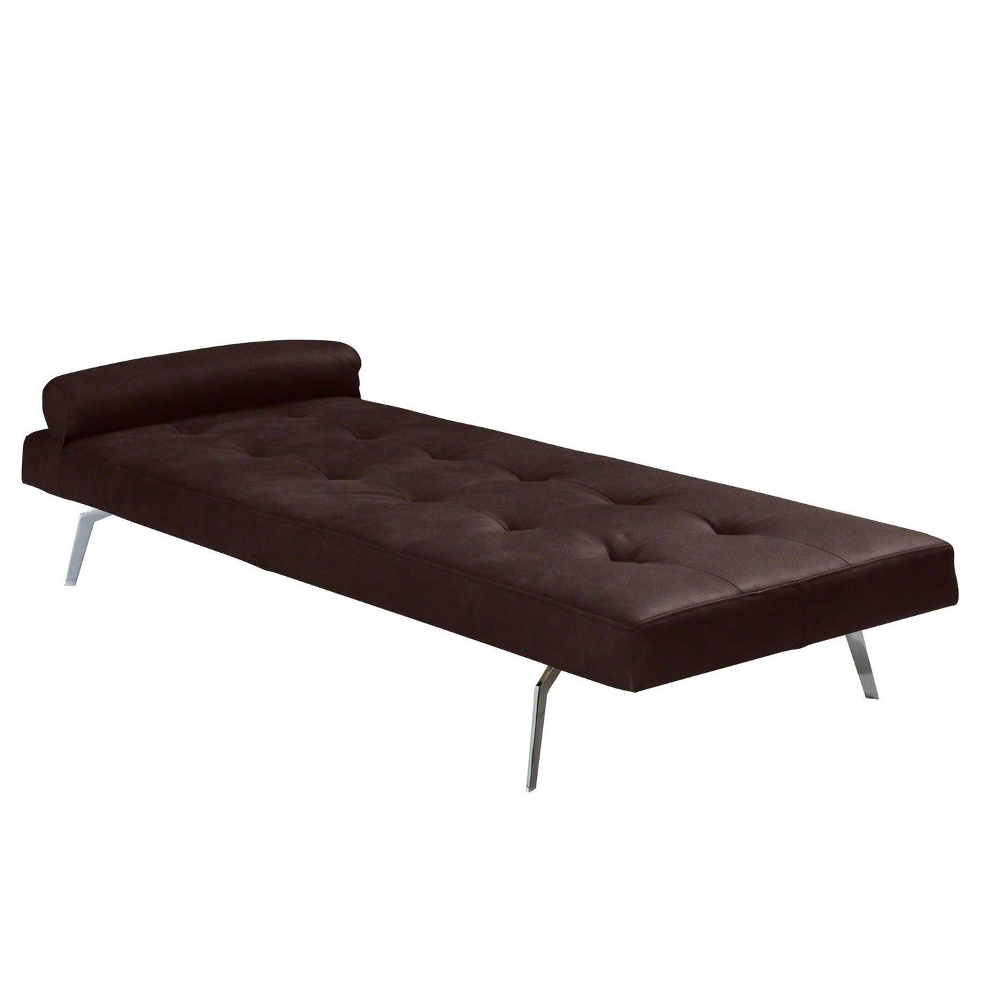 Exklusiv dagbädd (daybed) i brunt äkta skinn med ben av metall.