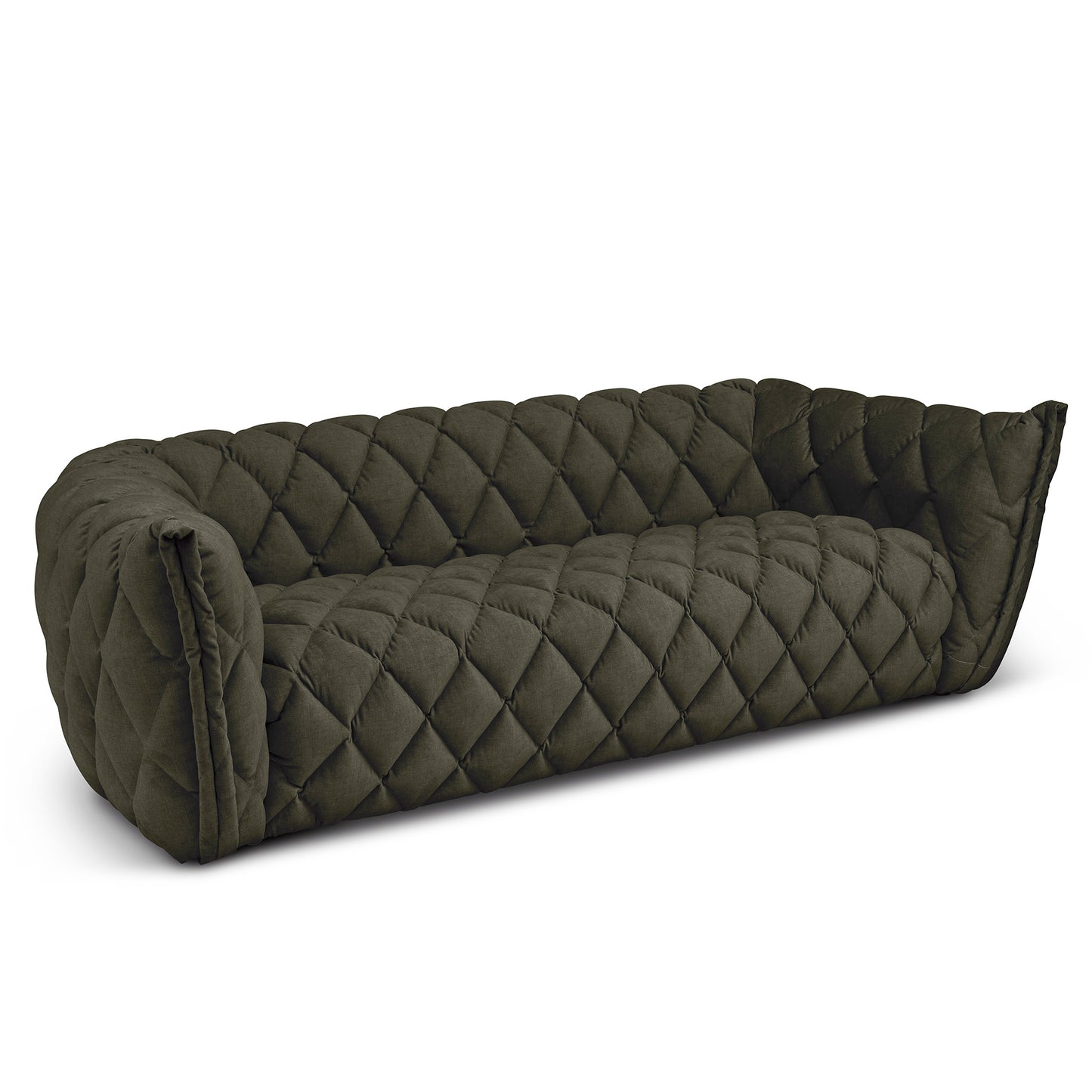 3 sits design soffa Madison. Chesterfield soffa i grön sammet.