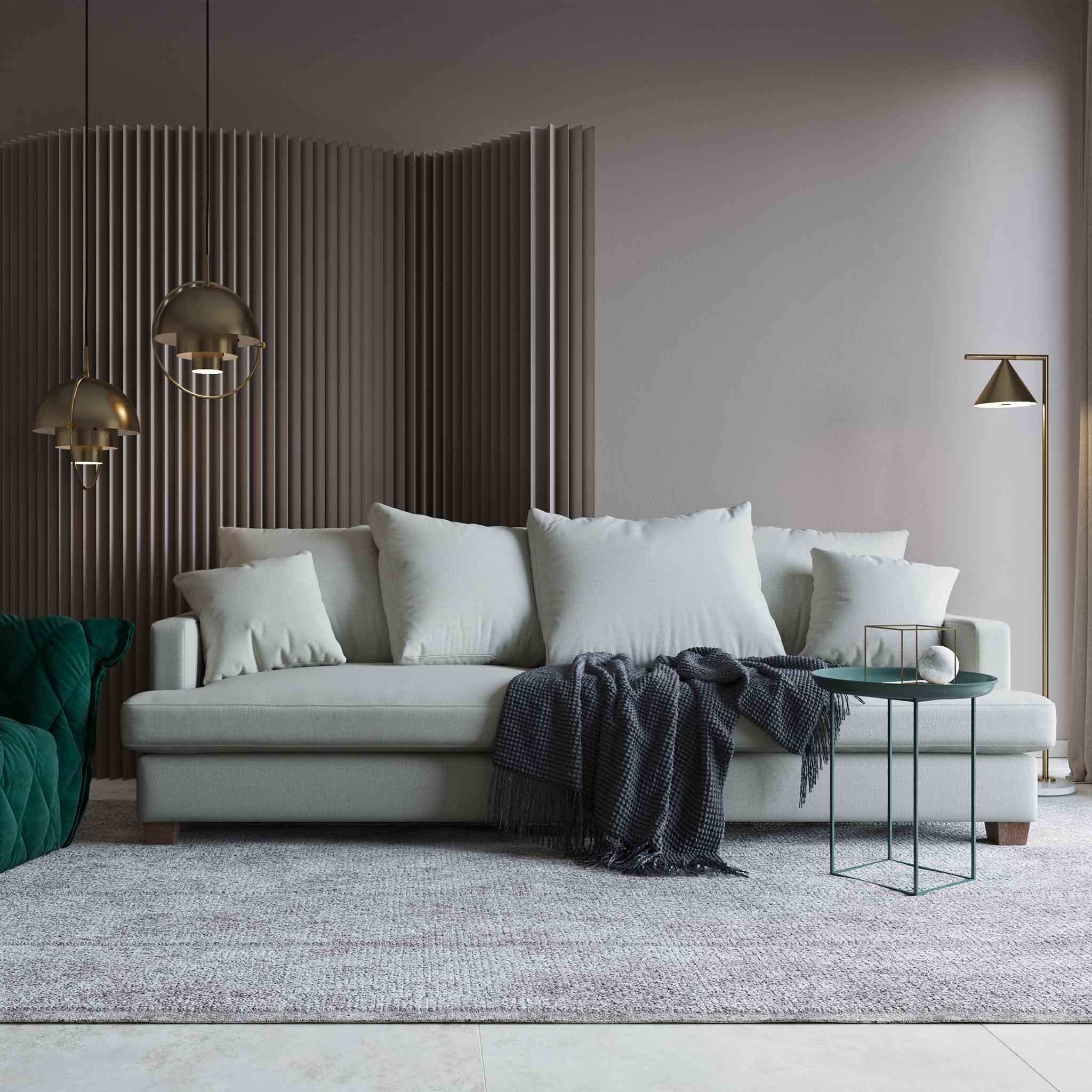 Stor djup, beige, 4-sits soffa med eller utan schäslong