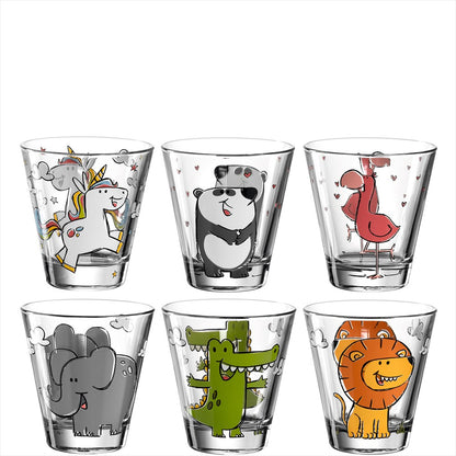6-pack glas för barn med djurmotiv