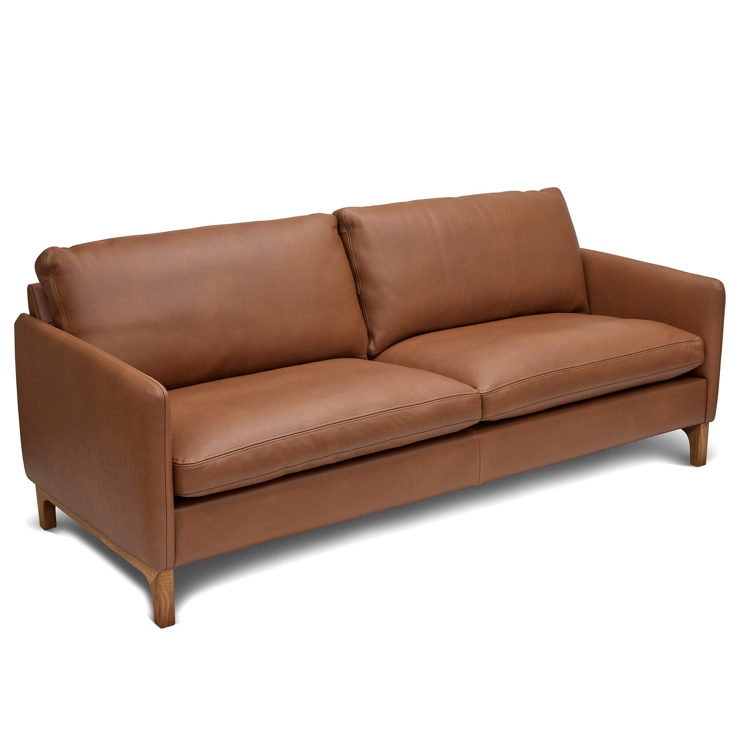 Brun 3-sits soffa i äkta läder med spårbart skinn