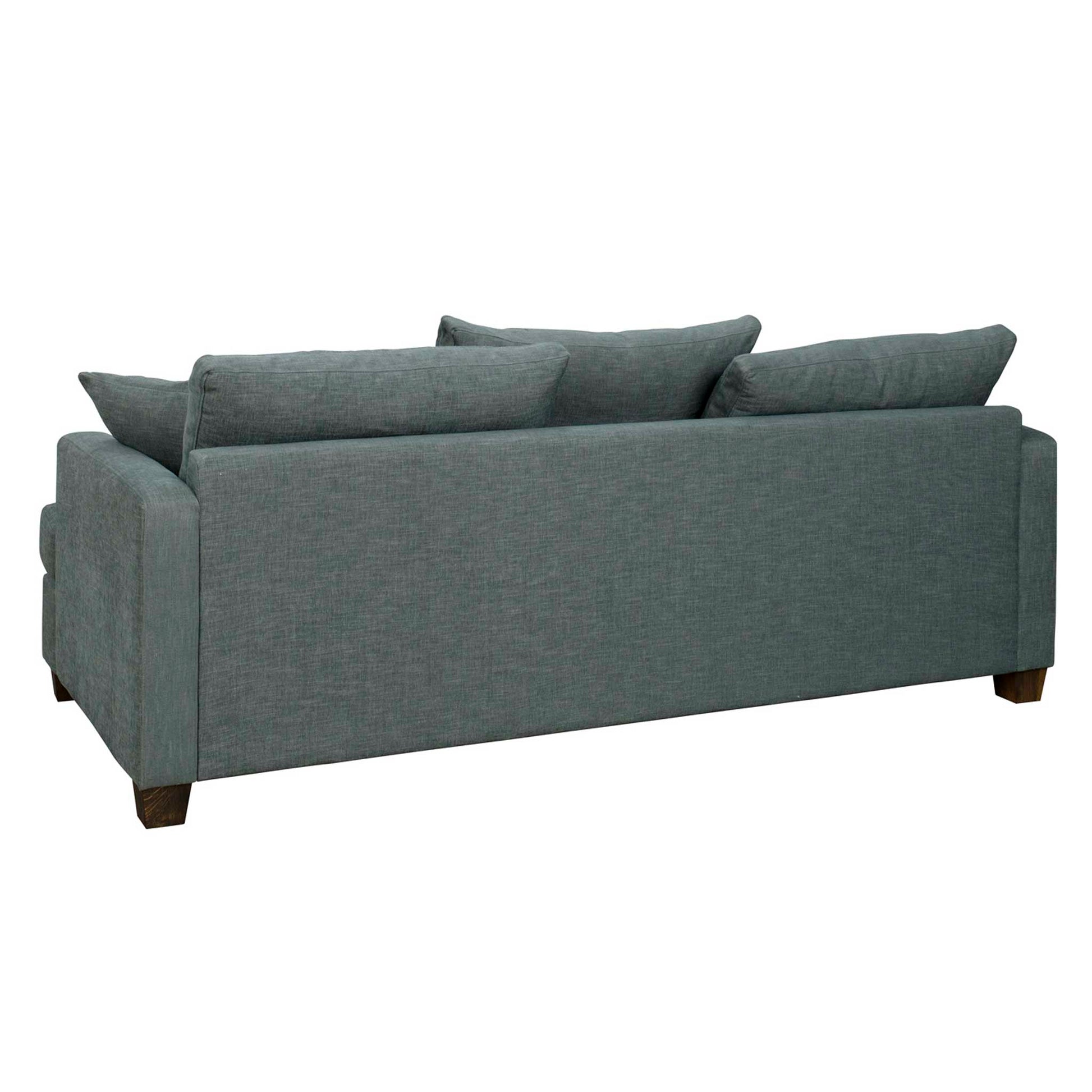 Snygg, djup och komfortabel 3-sitssoffa i grågrönt tyg