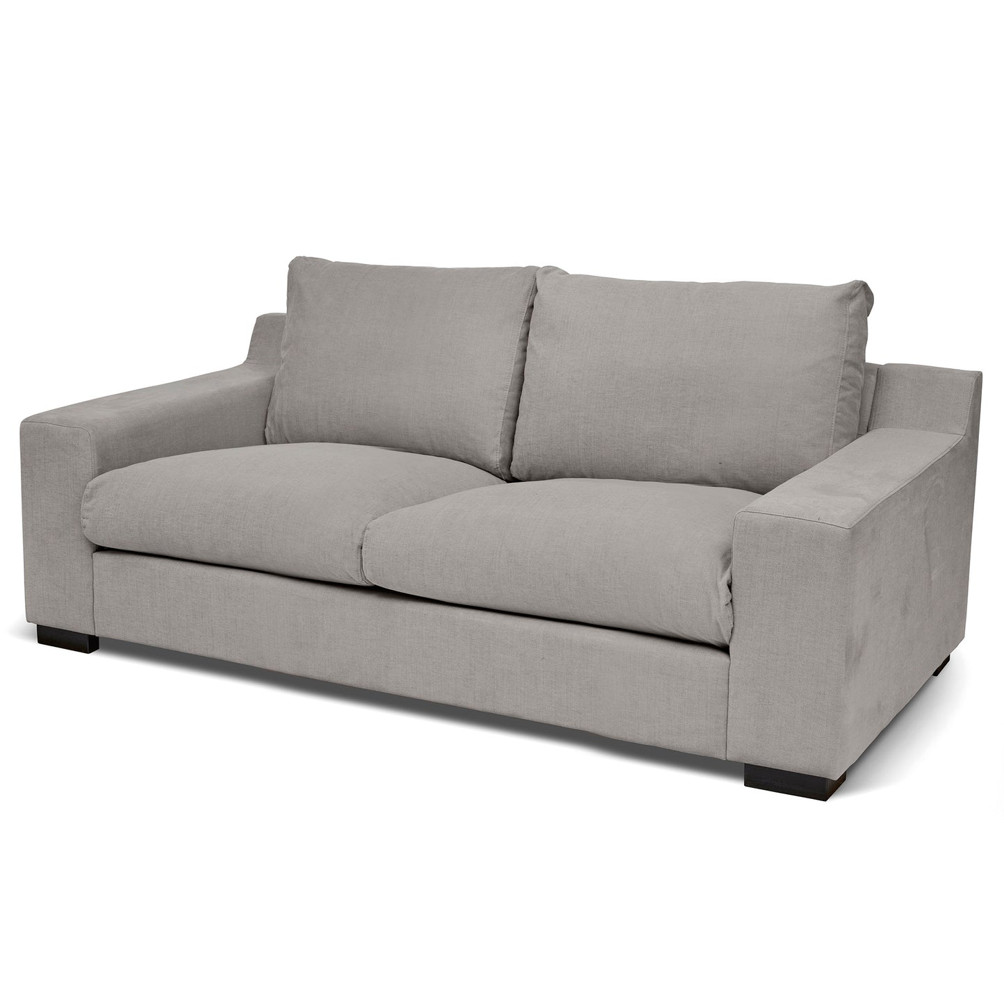 Stor djup och skön 2-sits lounge soffa i ljusgrå bomull och lin tyg