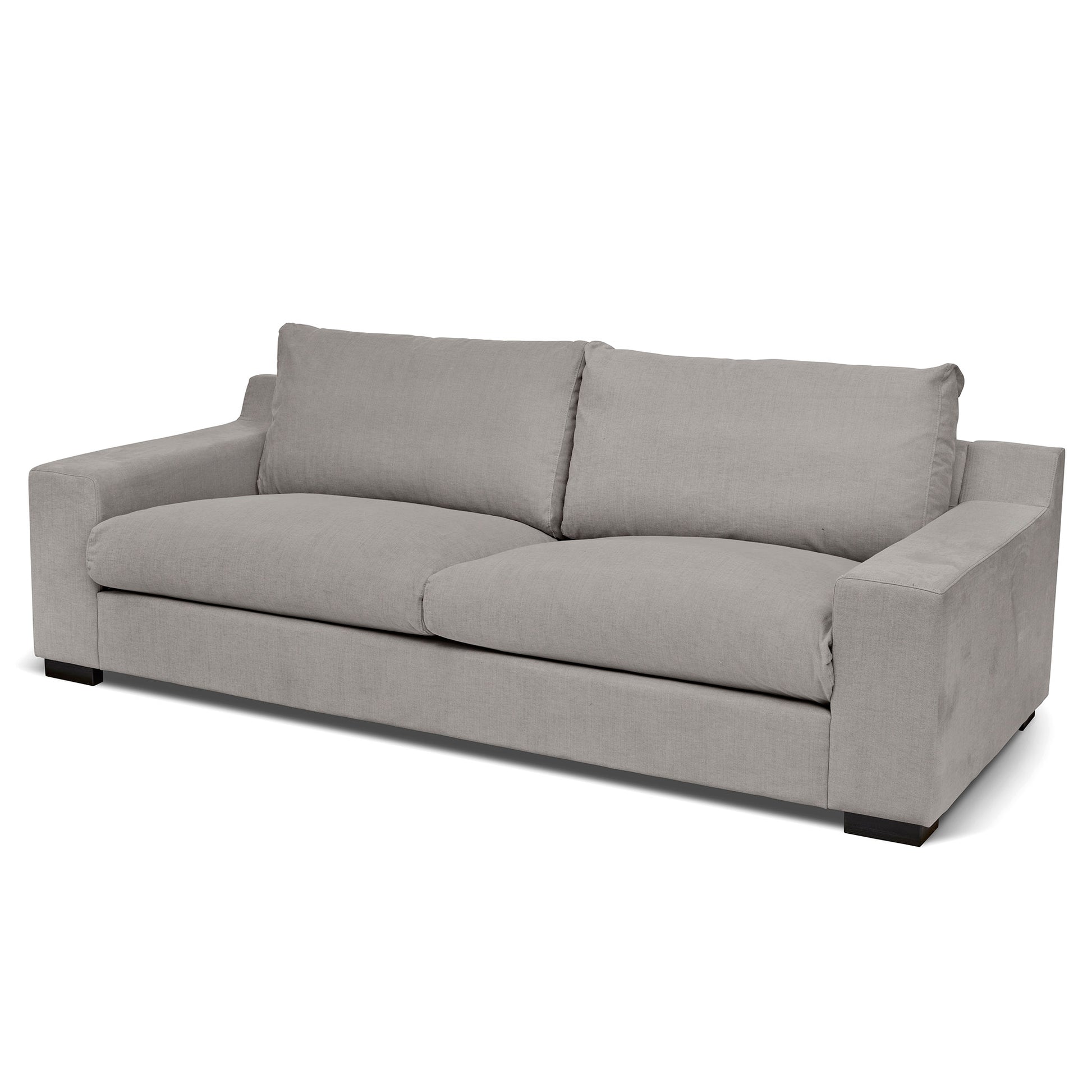 Stor djup och skön 3-sits lounge soffa i ljusgrå bomull och lin tyg