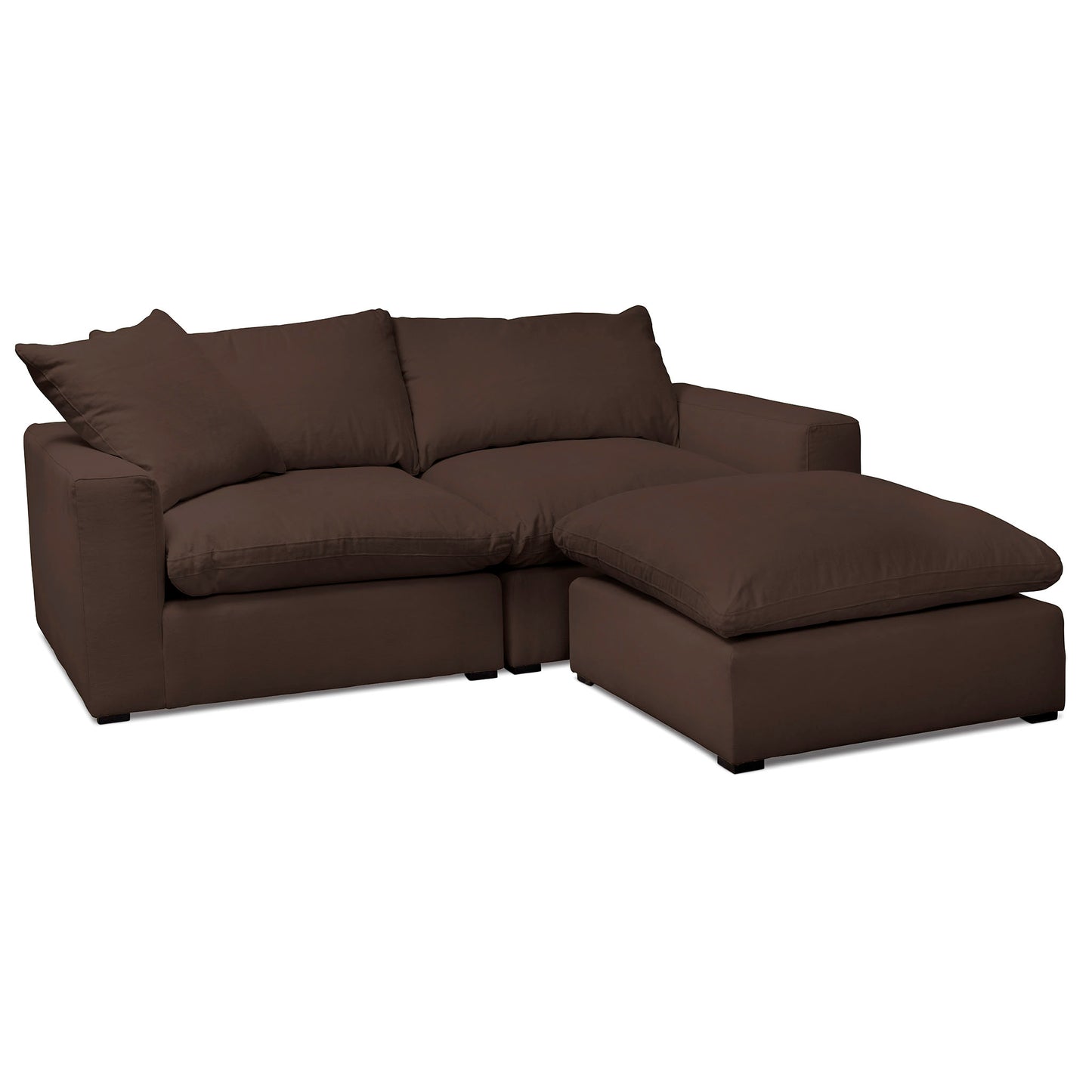 Fantastiskt skön och stor brun soffa med fotpall