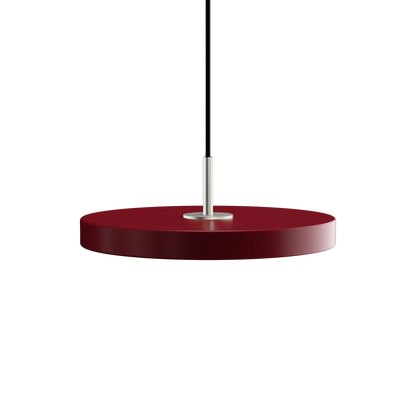 Taklampa Asteria Mini Ruby Red med toppdel i stål