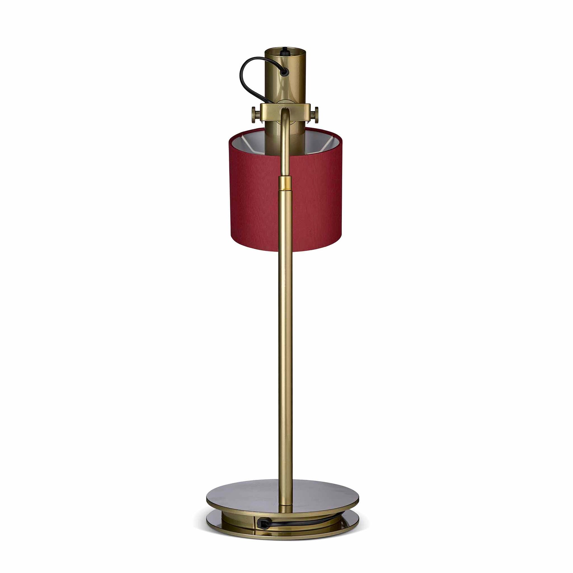Mässings bordslampa med röd lampskärm