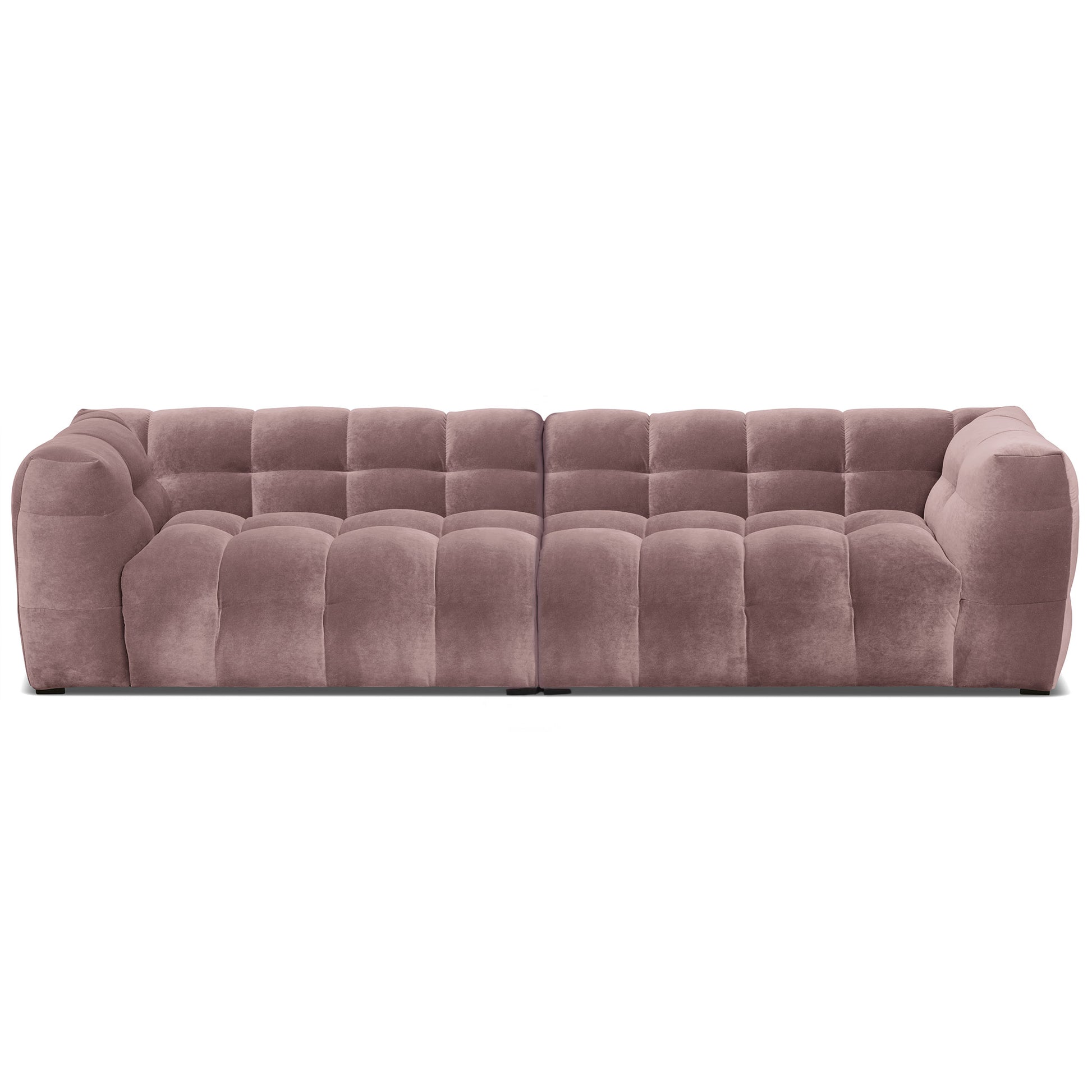 Caesar stor djup bubblig 4 sits soffa rosa sammet