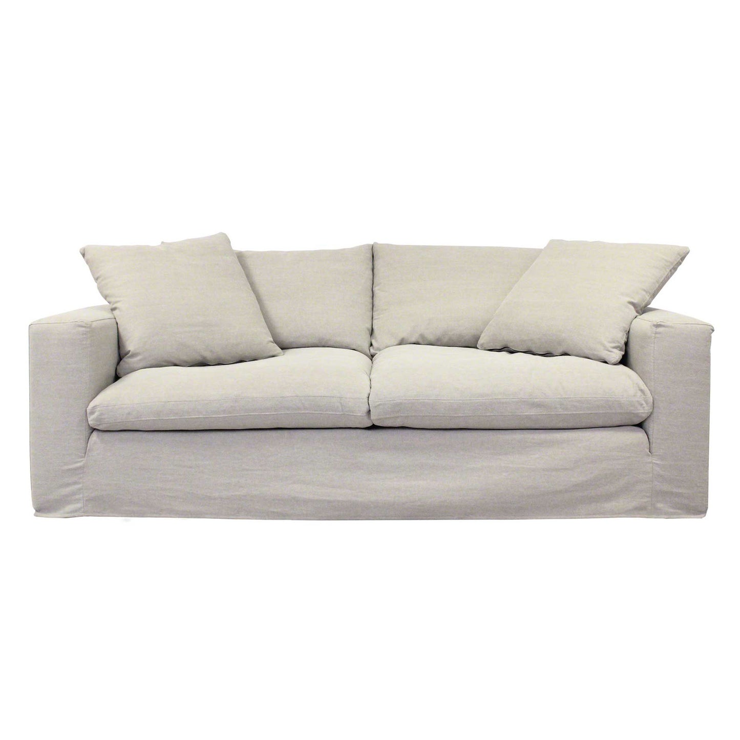 Stor och djup byggbar soffa i beige linnetyg