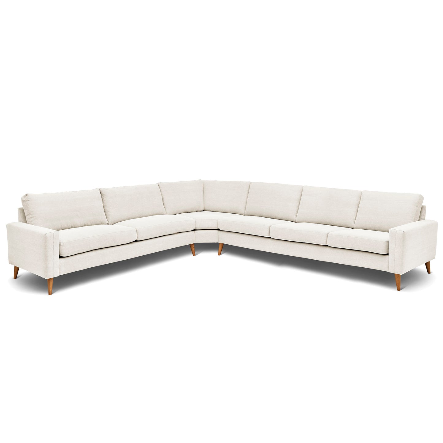 Stor rektangulär hörnsoffa med måttet 321x360 cm. Sittvänlig soffa för äldre i vitt tyg